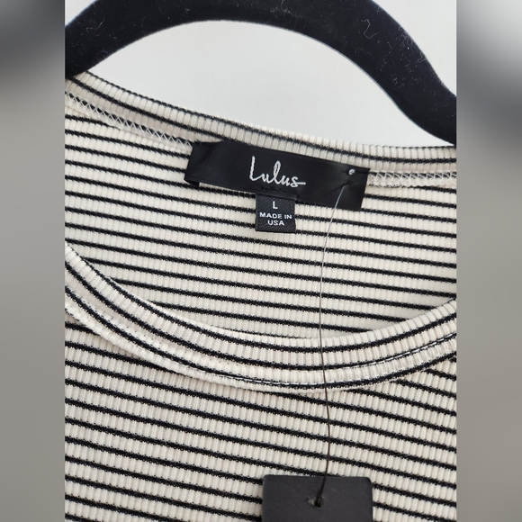 Lulu's Black & White Striped Tee - Picture 2 of 8